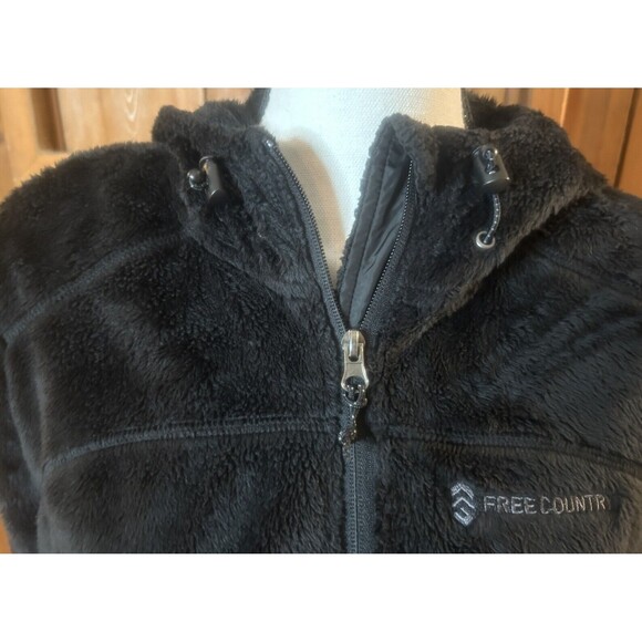 Free Country Faux Fur Women’s Hooded Jacket. Large. Full Zip. Zip Pockets - Picture 2 of 10